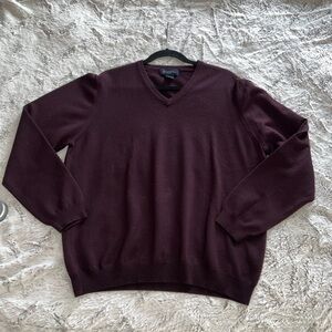 Brooks Brothers V-Neck Sweater - Deep Burgundy